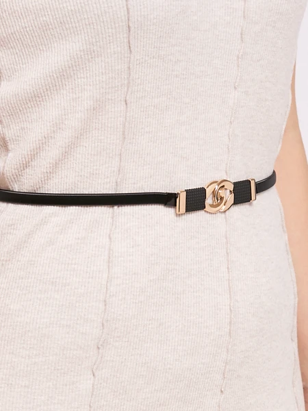 Ženski kovinski pas Callista Nero črn, minimalističen, s kavljem