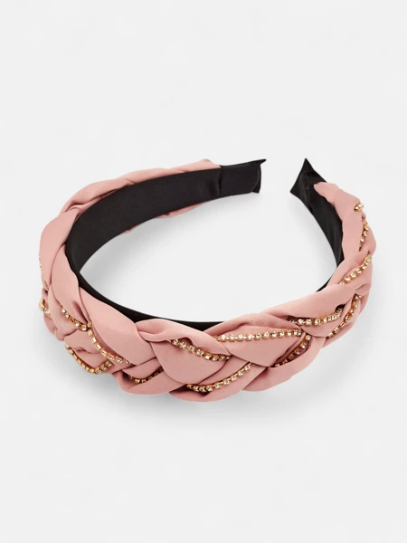 Royalfashion Naglavni trak za lase s pletenico v obliki kite, okrašen s cirkoni