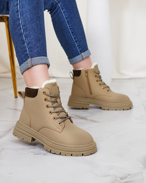 Royalfashion Šedo-hnedé dámske zateplené traperské čižmy Radoras