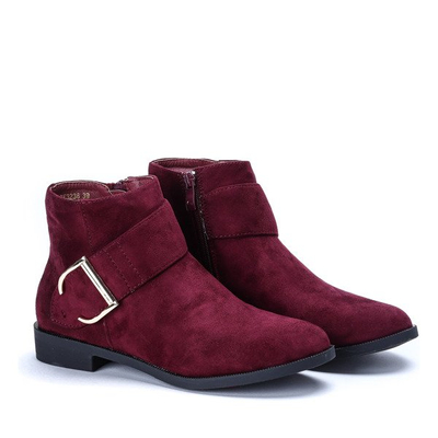 Bordowe sztyblety ze sprzączką Bianka- Obuwie