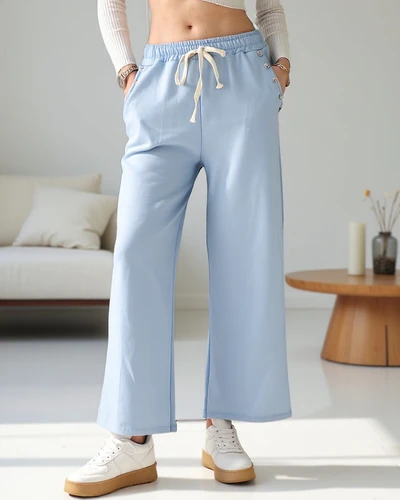 Royalfashion Dámske široké tepláky vyrobené z viskózy so zirkónmi