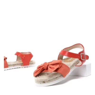OUTLET Pomarańczowe sandały z kokardką Chicky - Obuwie