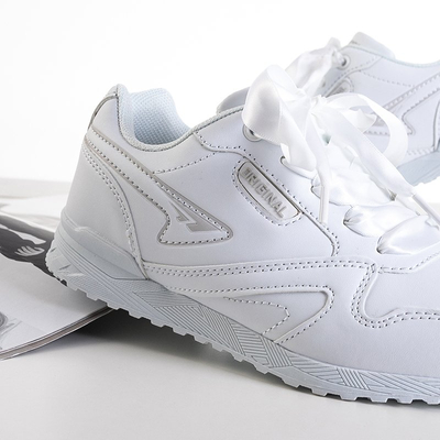 Biele dámske športové topánky previazané stuhou Kamela - Obuv