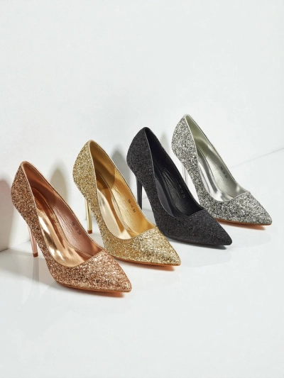 Ženski salonarji eko usnje z brokatom Zavrimea