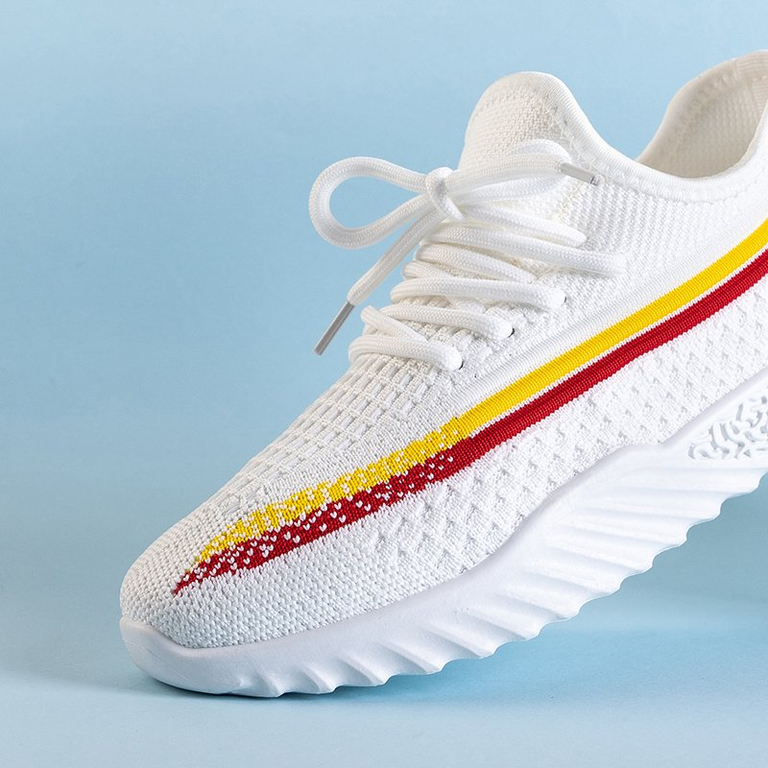 Biele dámske športové topánky s farebnými pruhmi Lutia - Obuv