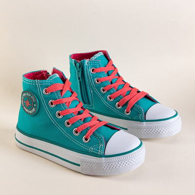 Mätové detské vysoké tenisky s koralovými šnúrkami Alvari - Obuv