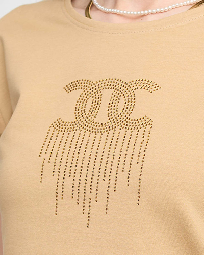 Dámska športová tepláková súprava s ťavou kubickou zirkónou - Oblečenie