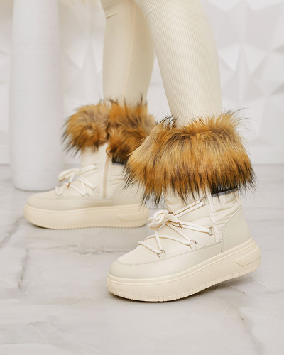 Royalfashion Beige slip-on boots a'la snow boots for women Gomillo