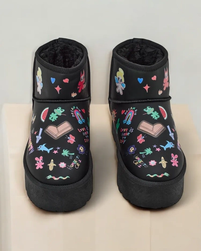 Royalfashion Krátke snehové topánky pre ženy so štýlom obuvi s nálepkami Hanaga