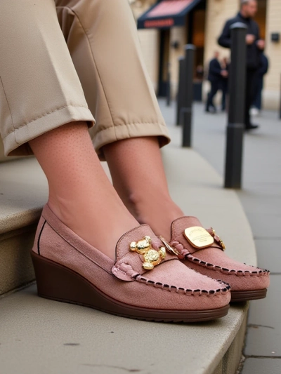 Royalfashion Dámske mokasíny na nízkom klinovom podpätku Mollan