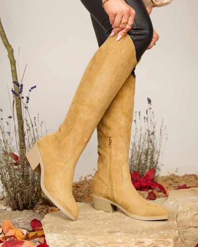 Royalfashion Dámske zateplené čižmy v ťavej farbe Comfy Elegance