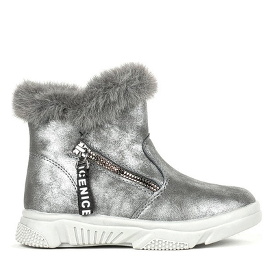 Detské šedé snehové topánky s kožušinou Nicia - Obuv