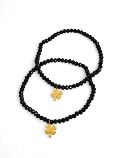 Royalfashion Dve ženski zapestnici z obeskom deteljice