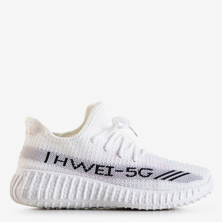 OUTLET Biele dámske športové topánky s nápismi Ernestine - Obuv