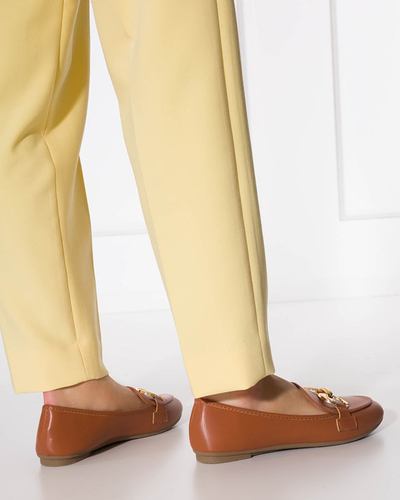 OUTLET Hnedé dámske mokasíny so zdobením Pyolens - Obuv