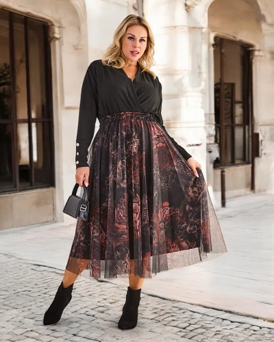Royalfashion Dvojvrstvová midi sukňa pre ženy