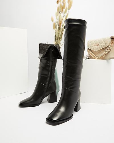 Dámske čižmy pod kolená v čiernej farbe Souve- Footwear