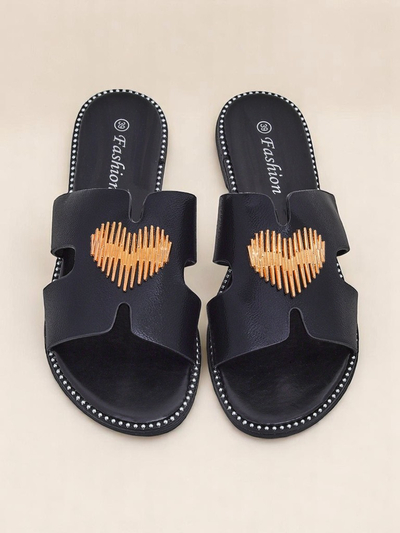 Royalfashion Ženske japonke z ravnim podplatom Heart Chic