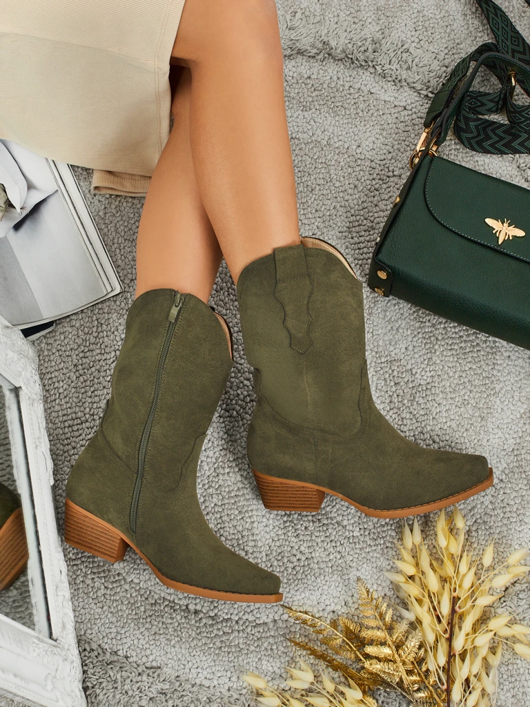 Ženski kavbojski škornji iz eko semiša SpireHush