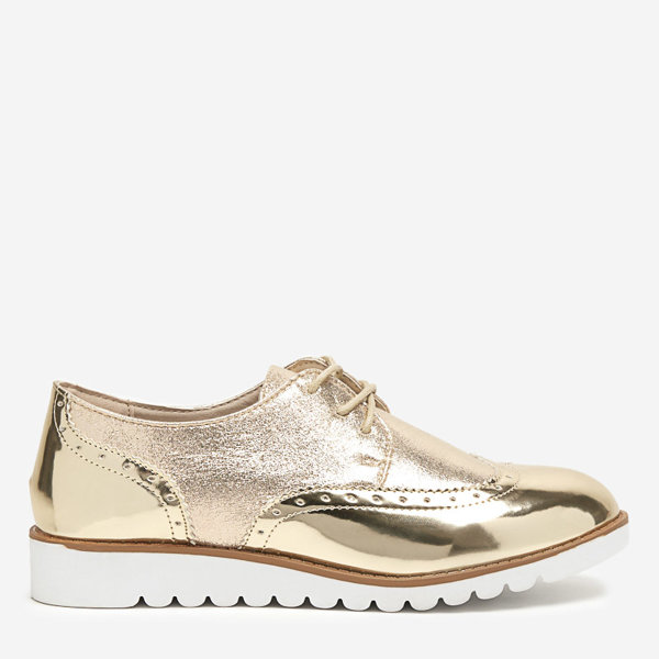 OUTLET Zlaté dámske topánky s brokátovo striebornými vsadkami Retinisa - Obuv