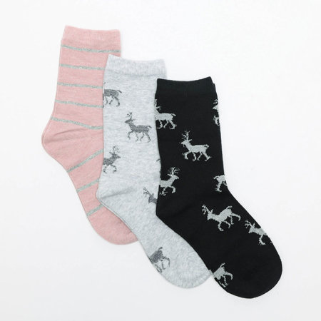 3 / balenie viacfarebné dámske vianočné ponožky - Spodná bielizeň