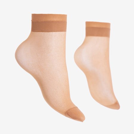 Béžové beztlakové členkové ponožky 10 / balenie - Ponožky
