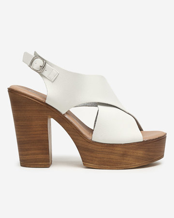 Biele dámske sandále na vysokom stĺpiku značky Feridi - Footwear