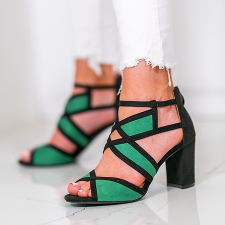 Černé a zelené sandály na růžovém sloupu - Obuv 1