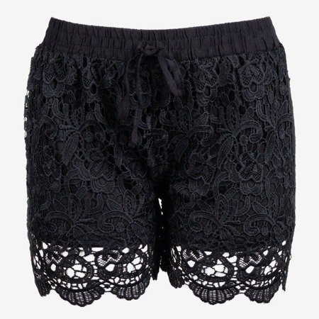 Černé dámské krátké šortky zdobené krajkou - Kalhoty 1
