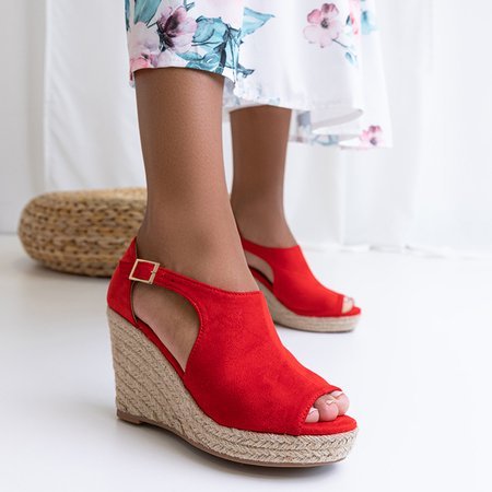 Červené dámske klinové sandále Lusia - Obuv