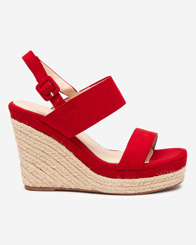 Červené dámske klinové sandále Netika - Obuv