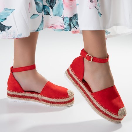 Červené dámske sandále a'la espadrilky na platforme Palira-Shoes