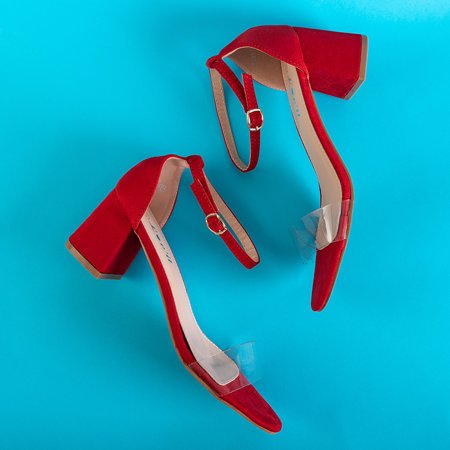 Červené dámske sandále s nízkym podpätkom Exma - Topánky
