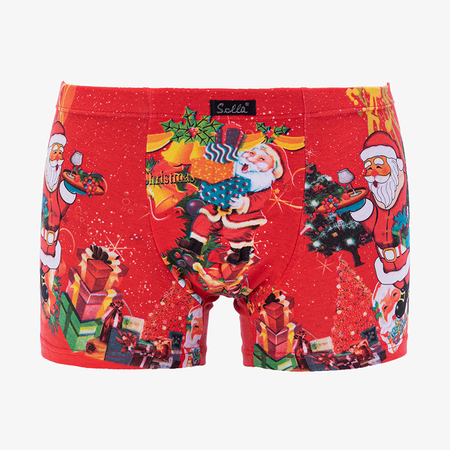 Červené pánske boxerky s vianočnou potlačou - Spodná bielizeň