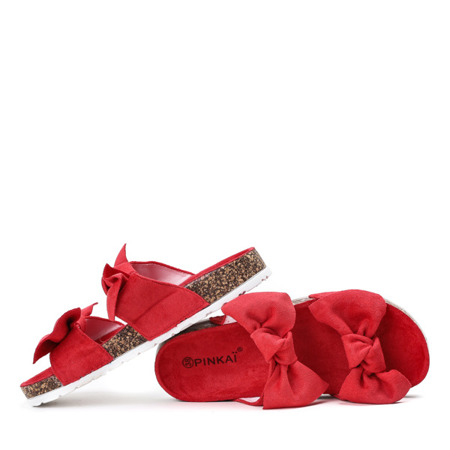 Červené papuče s mašličkou Marecia - Obuv