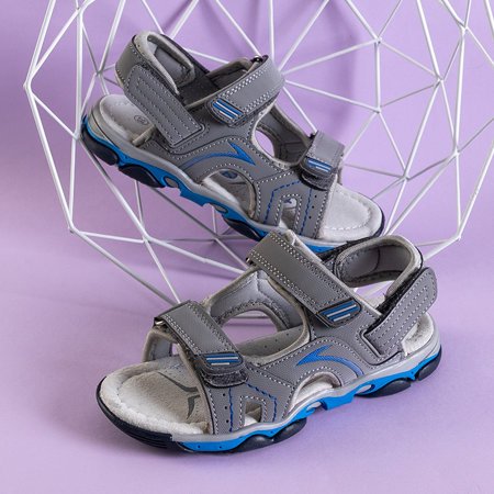Chlapčenské šedé sandále na suchý zips abbu - topánky
