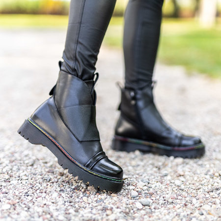 Čierne dámske členkové topánky s farebnou niťou na podrážke Occo-Footwear