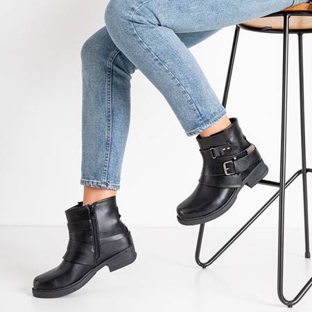 Čierne dámske kožené topánky s prackou Voe - Obuv