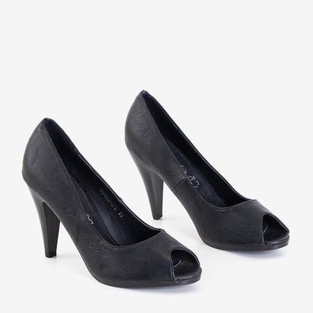 Čierne dámske lodičky na ihlovom podpätku so strihom od Alase - Shoes