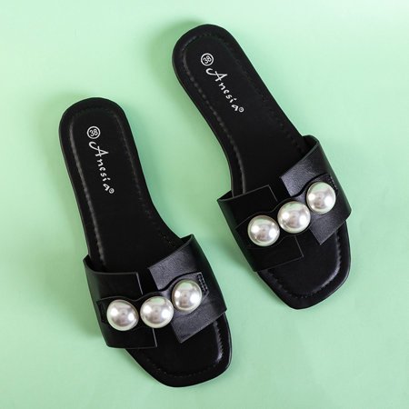 Čierne dámske perlové sandále teonilla - obuv