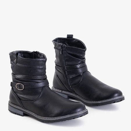 Čierne detské topánky s ozdobnými pruhmi Erato - Obuv