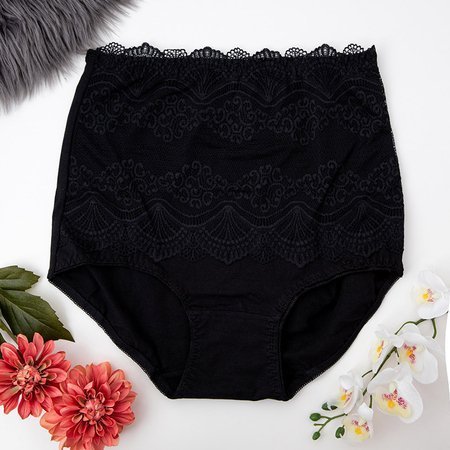 Čierne, mierne tvarujúce čipkované dámske nohavičky - Spodná bielizeň