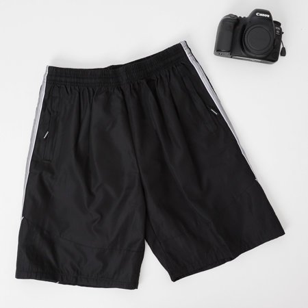 Čierne pánske športové šortky so šedými pruhmi - Oblečenie