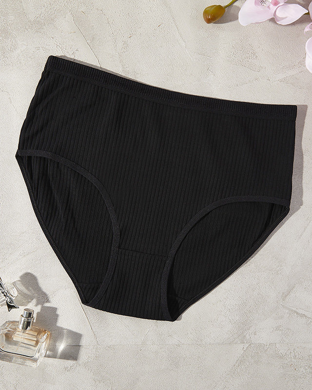 Čierne rebrované dámske nohavičky- Spodné prádlo