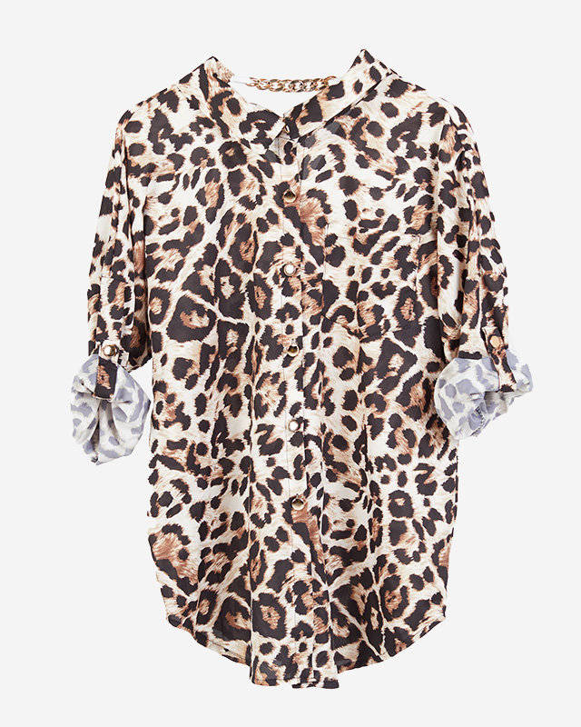 Dámska košeľa s leopardím vzorom s retiazkou - Oblečenie