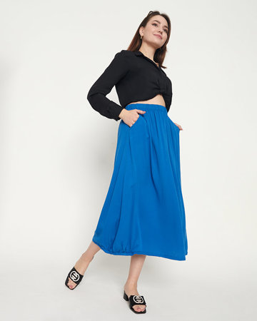 Dámska modrá sukňa do pol lýtok - Oblečenie
