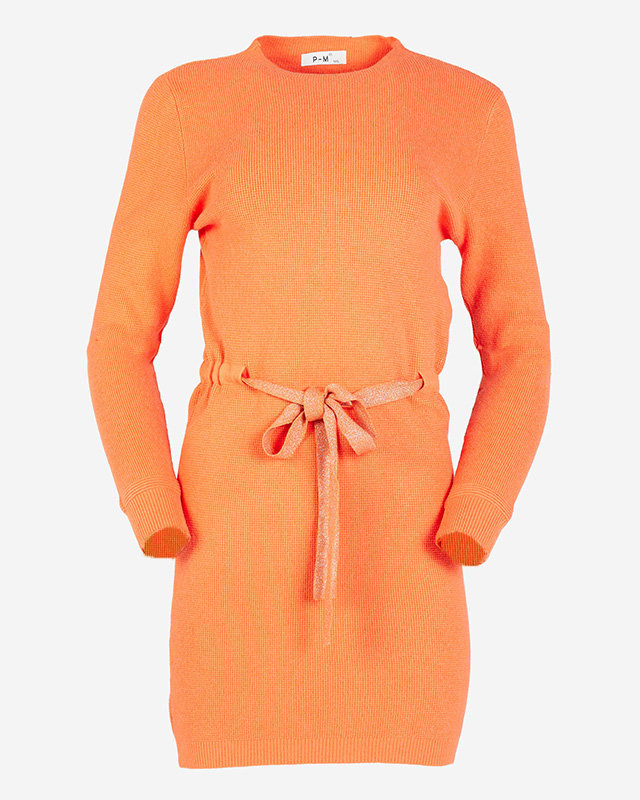 Dámska oranžová svetrová tunika so stojačikom - Oblečenie