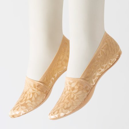 Dámske béžové čipkované ponožky - ponožky