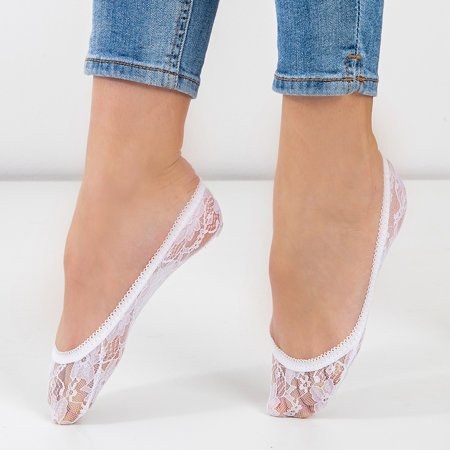 Dámske biele čipkované balerínky - Ponožky