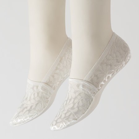 Dámske biele čipkované ponožky - ponožky